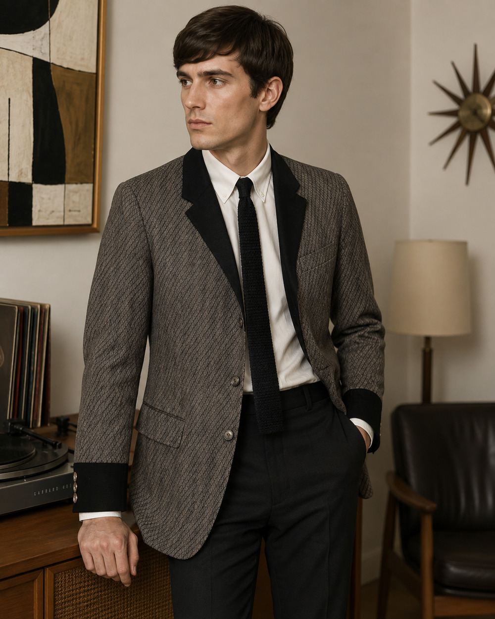 Vintage OAK 50s 60s Mens Phoenix Brown Suit Jacket Mod Rockabilly Beatles 38